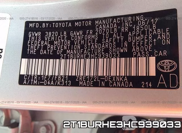 2T1BURHE3HC939033 фото 10