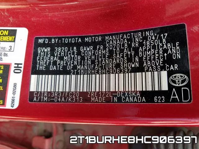 2T1BURHE8HC906397 фото 2