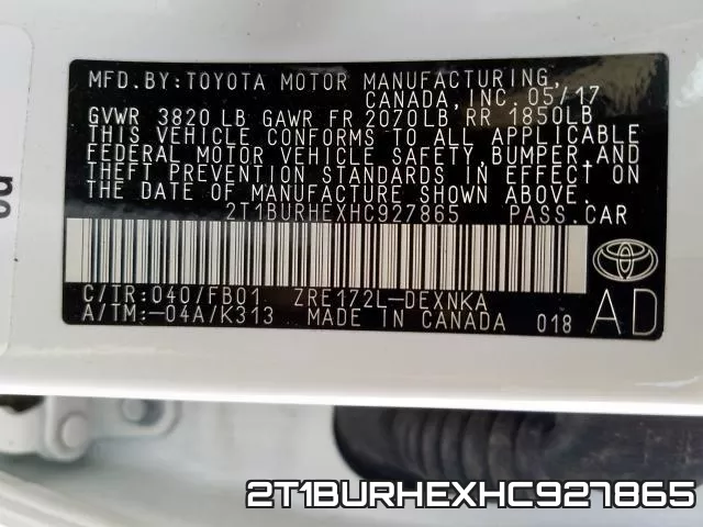 2T1BURHEXHC927865 фото 2