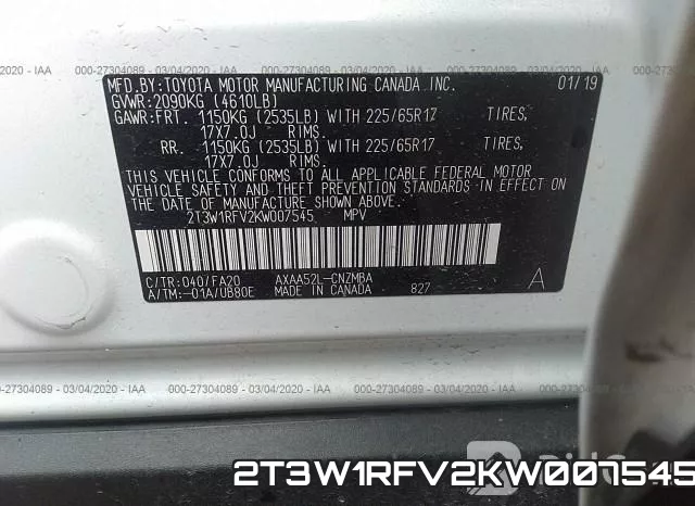 2T3W1RFV2KW007545 фото 10
