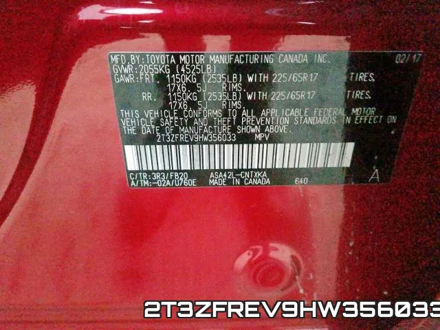 2T3ZFREV9HW356033 фото 2