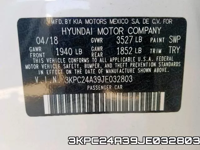 3KPC24A39JE032803 фото 2