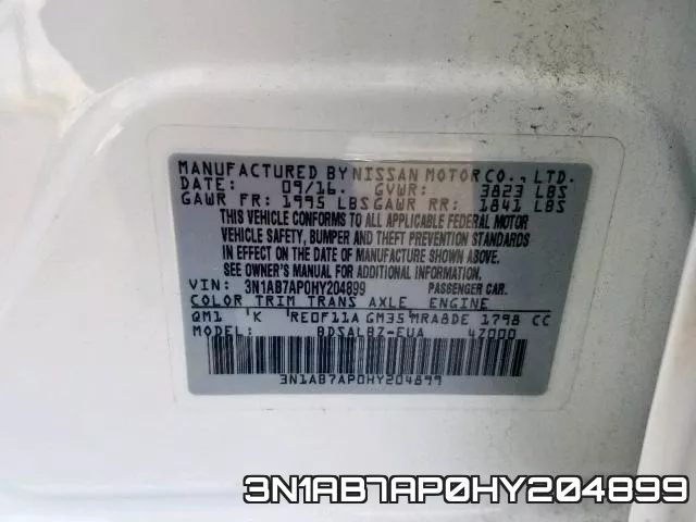 3N1AB7AP0HY204899 фото 2
