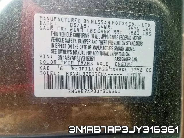 3N1AB7AP3JY316361 фото 2