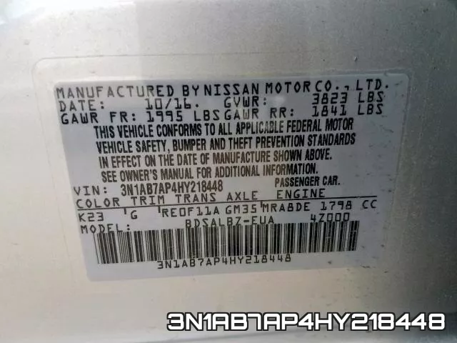 3N1AB7AP4HY218448 фото 2