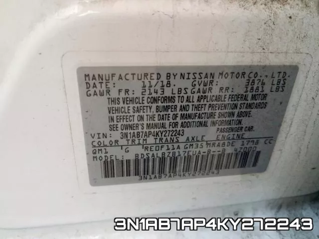 3N1AB7AP4KY272243 фото 2