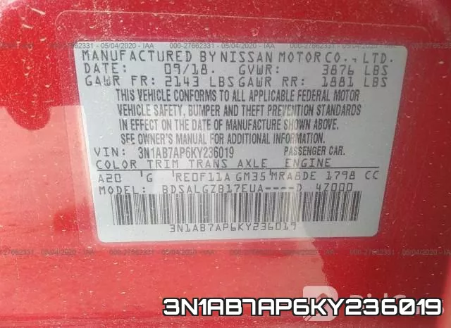 3N1AB7AP6KY236019 фото 10