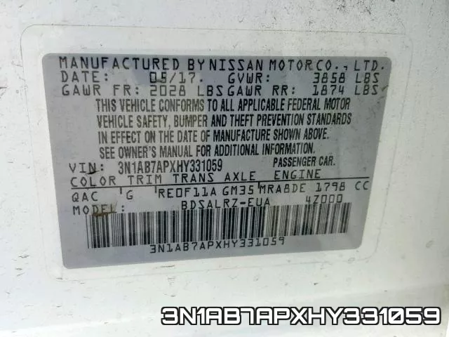 3N1AB7APXHY331059 фото 2