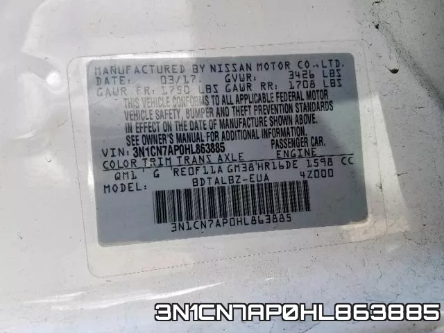 3N1CN7AP0HL863885 фото 2