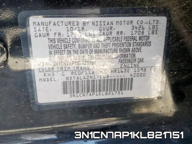 3N1CN7AP1KL821751 фото 2