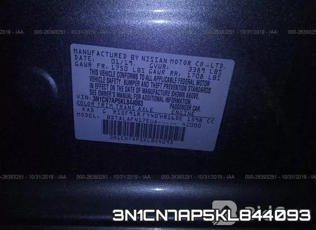 3N1CN7AP5KL844093 фото 10
