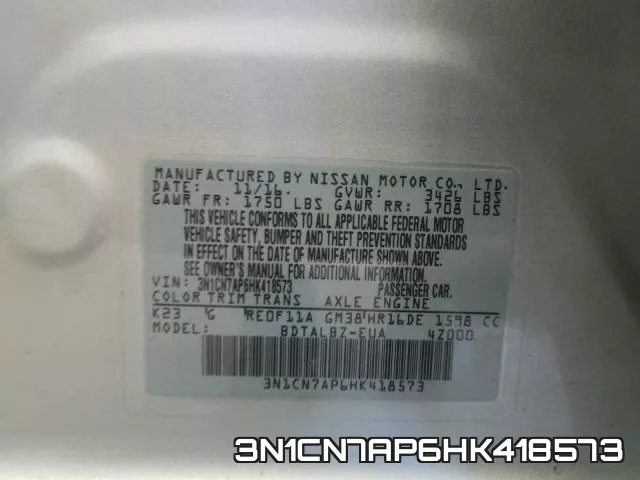 3N1CN7AP6HK418573 фото 2