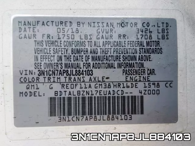 3N1CN7AP8JL884103 фото 2