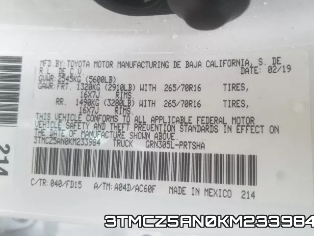 3TMCZ5AN0KM233984 фото 2