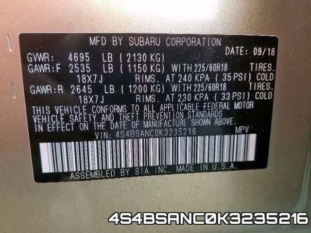 4S4BSANC0K3235216 фото 2