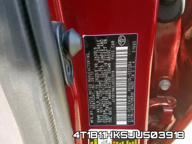 4T1B11HK5JU503918 фото 2