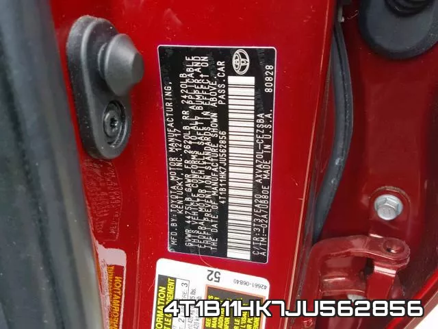 4T1B11HK7JU562856 фото 2
