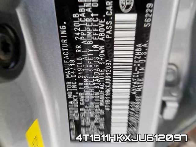 4T1B11HKXJU612097 фото 2