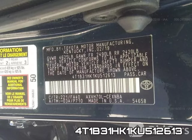 4T1B31HK1KU512613 фото 10