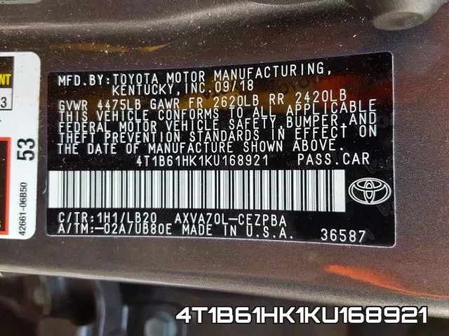 4T1B61HK1KU168921 фото 2