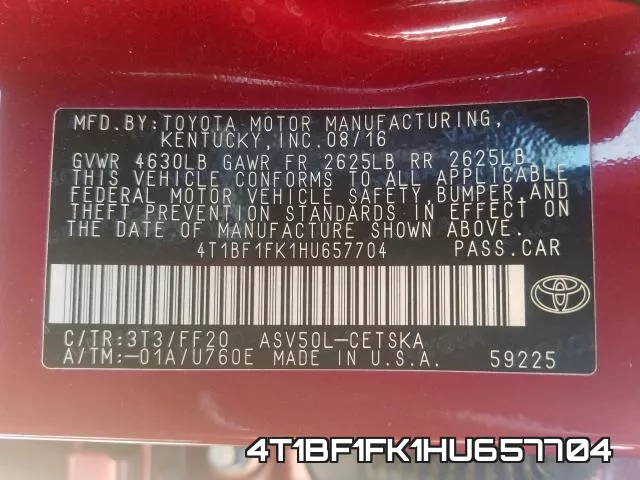 4T1BF1FK1HU657704 фото 2