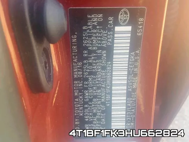 4T1BF1FK3HU662824 фото 2
