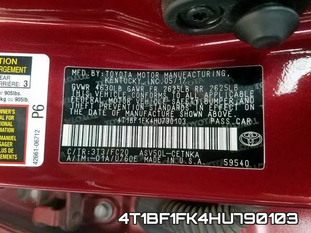 4T1BF1FK4HU790103 фото 2