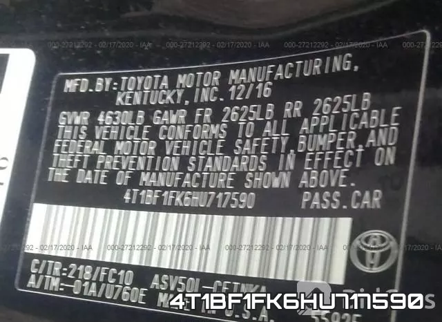 4T1BF1FK6HU717590 фото 10