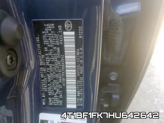 4T1BF1FK7HU642642 фото 2