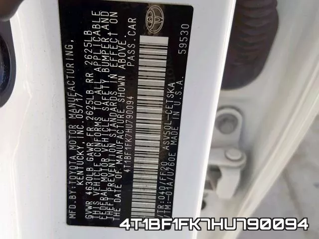 4T1BF1FK7HU790094 фото 2