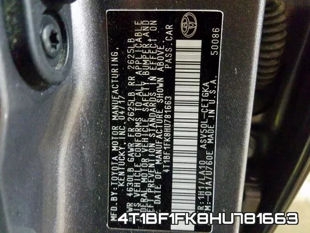 4T1BF1FK8HU781663 фото 2