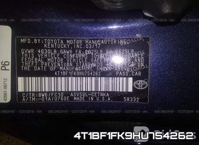 4T1BF1FK9HU754262 фото 10