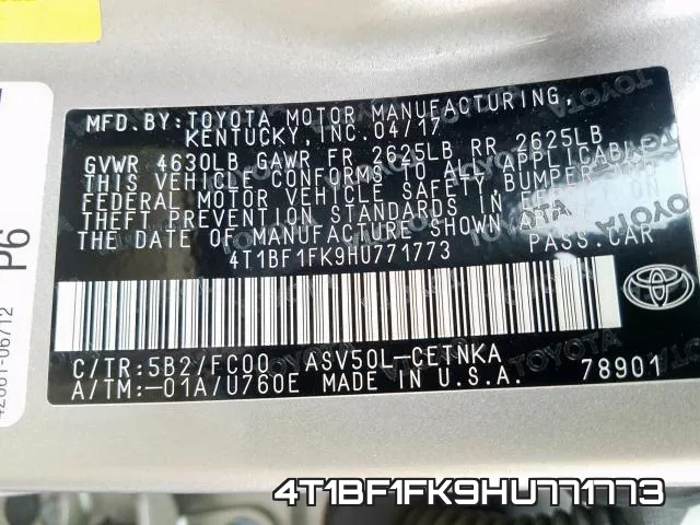 4T1BF1FK9HU771773 фото 2