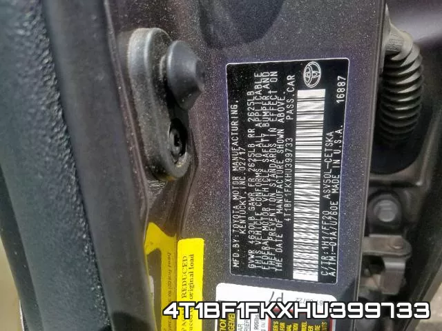 4T1BF1FKXHU399733 фото 2