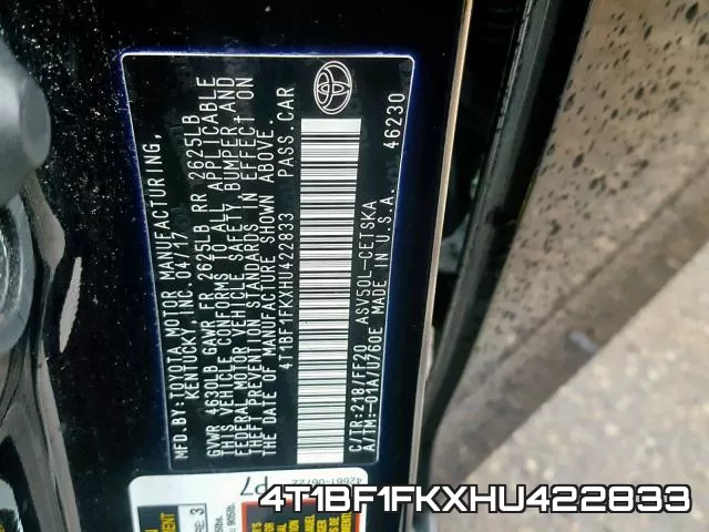 4T1BF1FKXHU422833 фото 2