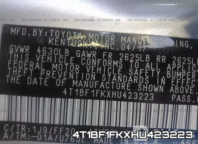 4T1BF1FKXHU423223 фото 10