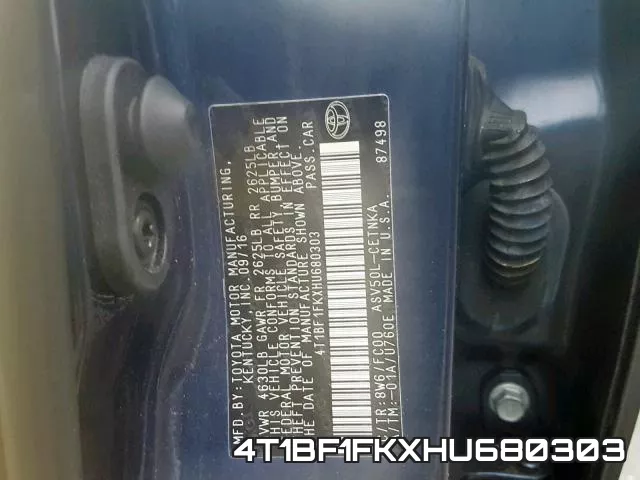 4T1BF1FKXHU680303 фото 2