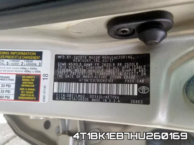 4T1BK1EB7HU260169 фото 2