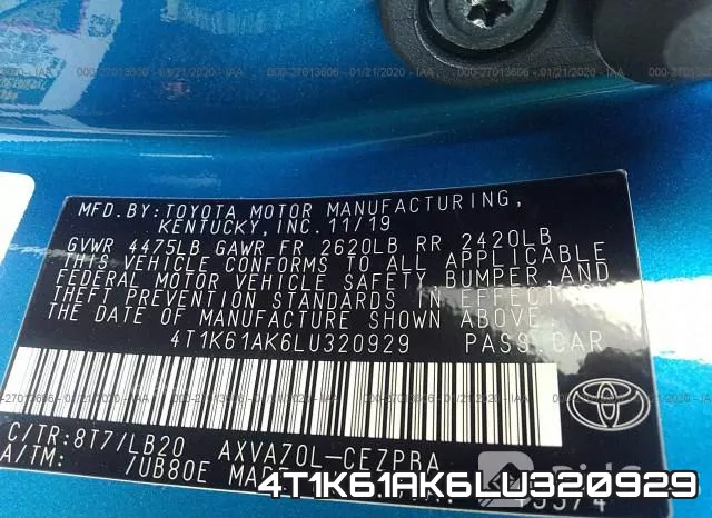 4T1K61AK6LU320929 фото 10