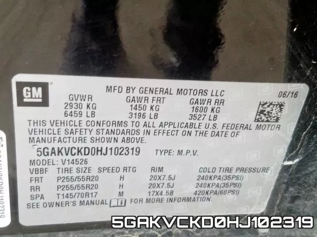 5GAKVCKD0HJ102319 фото 2