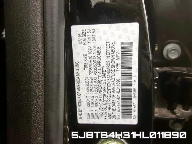 5J8TB4H31HL011890 фото 2