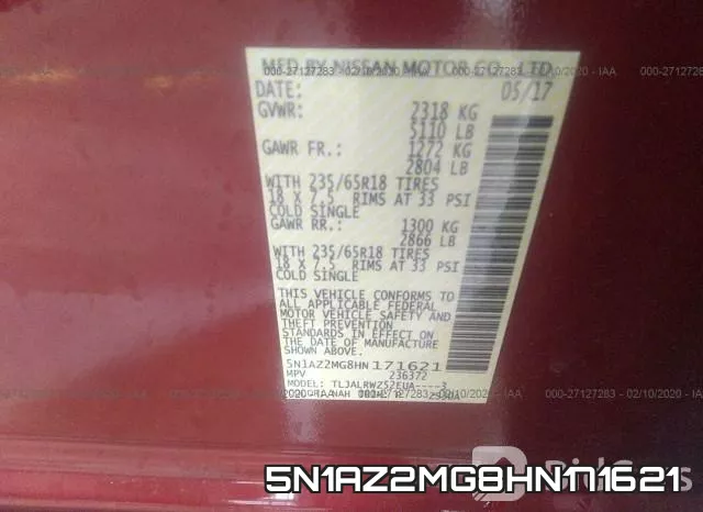 5N1AZ2MG8HN171621 фото 10