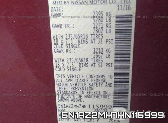 5N1AZ2MH7HN115999 фото 10