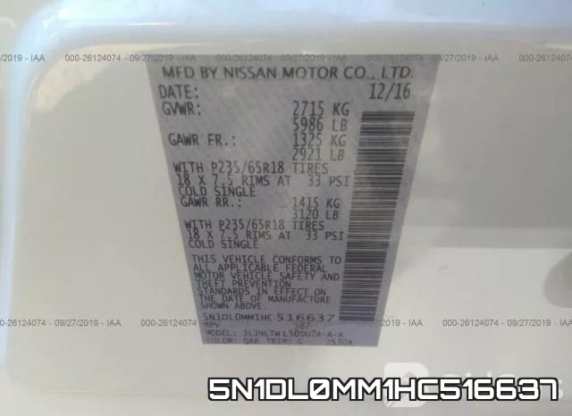 5N1DL0MM1HC516637 фото 10