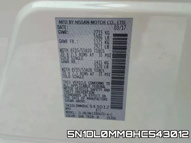 5N1DL0MM8HC543012 фото 2