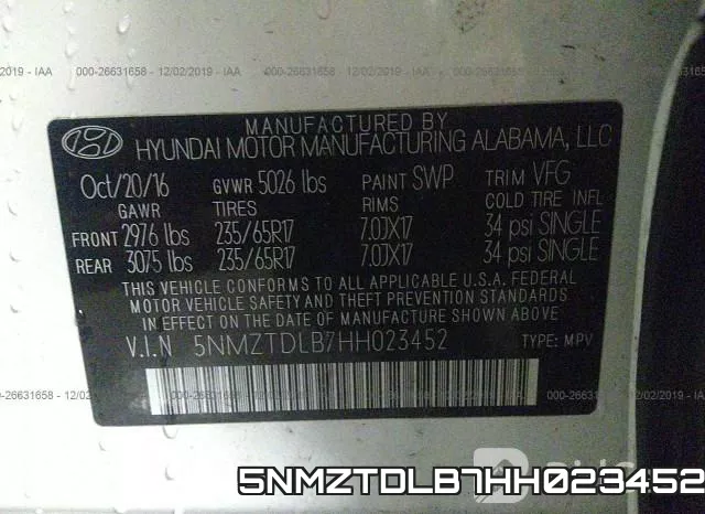 5NMZTDLB7HH023452 фото 10