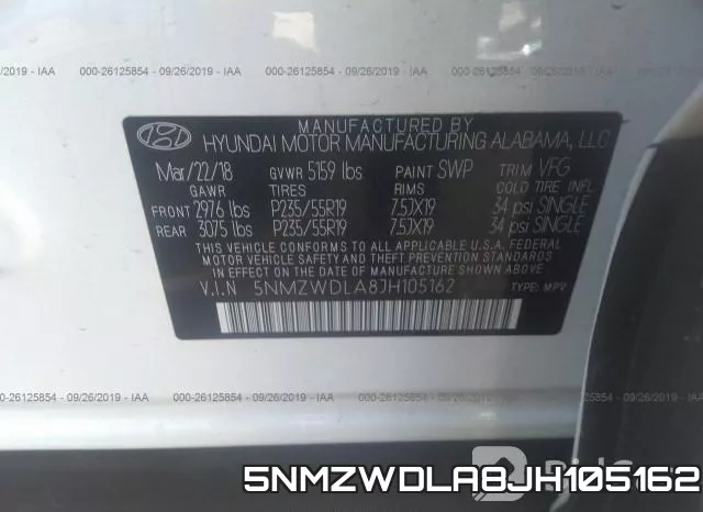 5NMZWDLA8JH105162 фото 10