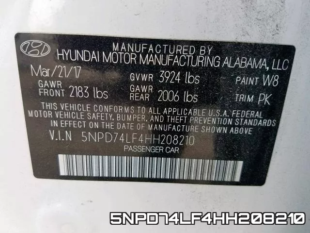 5NPD74LF4HH208210 фото 2