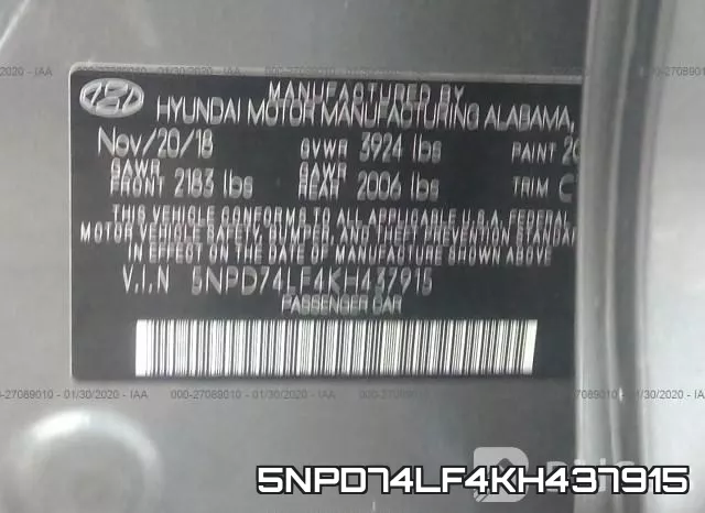 5NPD74LF4KH437915 фото 10