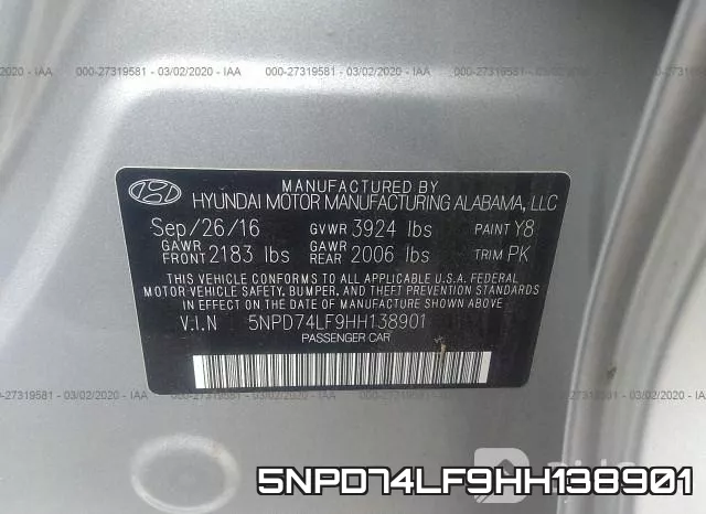 5NPD74LF9HH138901 фото 10